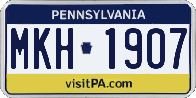PA license plate MKH1907