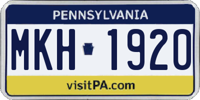 PA license plate MKH1920