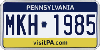 PA license plate MKH1985