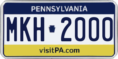 PA license plate MKH2000