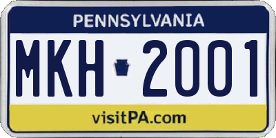 PA license plate MKH2001