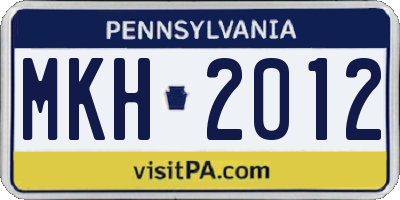 PA license plate MKH2012