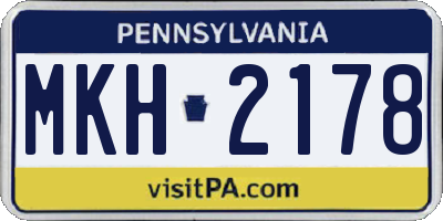 PA license plate MKH2178