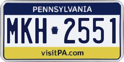 PA license plate MKH2551