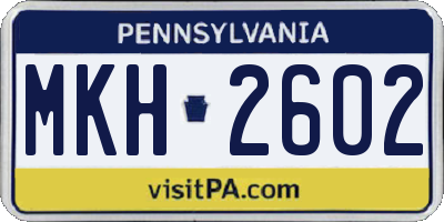 PA license plate MKH2602