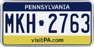 PA license plate MKH2763