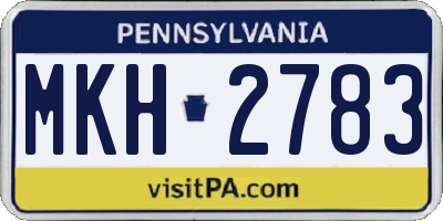 PA license plate MKH2783