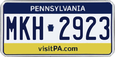 PA license plate MKH2923