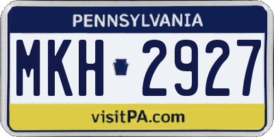 PA license plate MKH2927