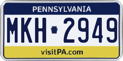 PA license plate MKH2949