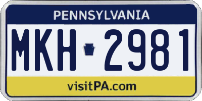 PA license plate MKH2981