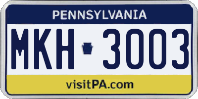 PA license plate MKH3003