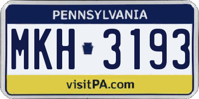 PA license plate MKH3193