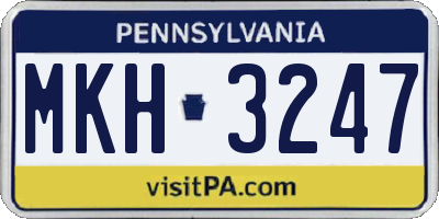 PA license plate MKH3247