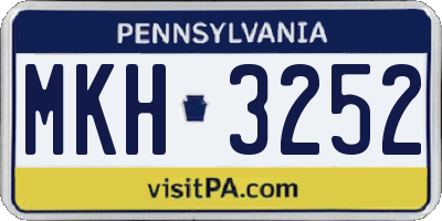 PA license plate MKH3252