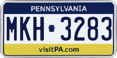 PA license plate MKH3283