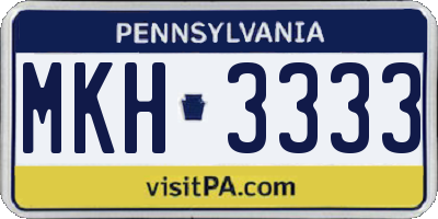 PA license plate MKH3333