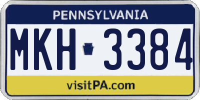 PA license plate MKH3384
