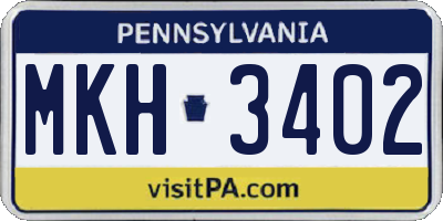 PA license plate MKH3402