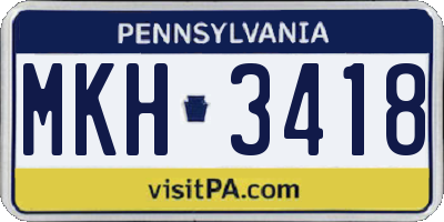 PA license plate MKH3418