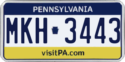 PA license plate MKH3443