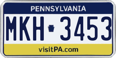 PA license plate MKH3453