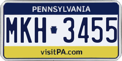 PA license plate MKH3455
