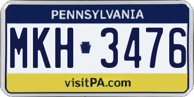 PA license plate MKH3476