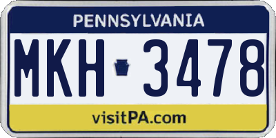 PA license plate MKH3478