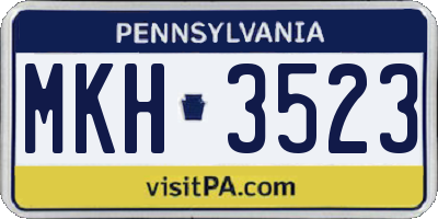 PA license plate MKH3523