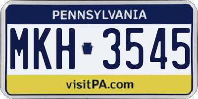 PA license plate MKH3545