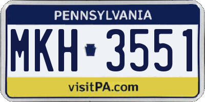 PA license plate MKH3551