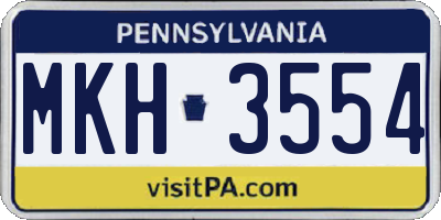 PA license plate MKH3554