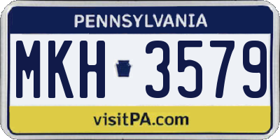 PA license plate MKH3579
