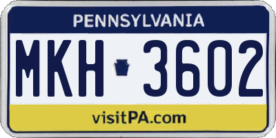 PA license plate MKH3602