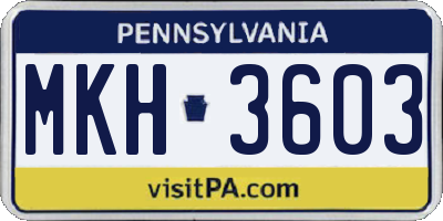 PA license plate MKH3603