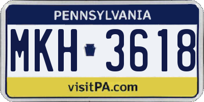 PA license plate MKH3618