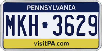 PA license plate MKH3629