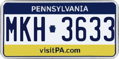 PA license plate MKH3633