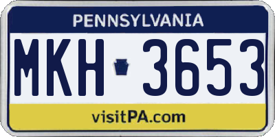 PA license plate MKH3653