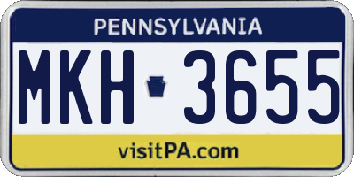 PA license plate MKH3655