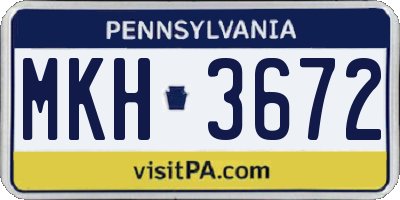PA license plate MKH3672