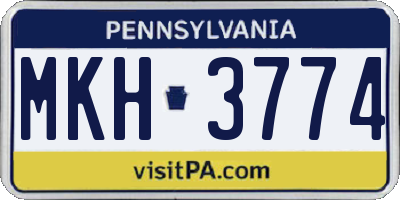 PA license plate MKH3774