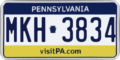 PA license plate MKH3834