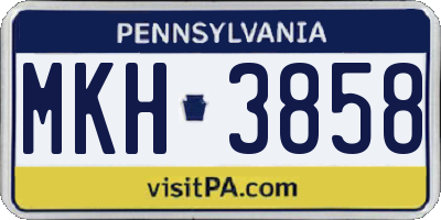 PA license plate MKH3858