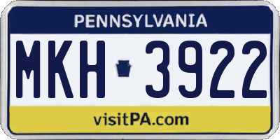 PA license plate MKH3922