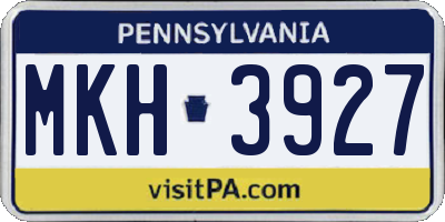 PA license plate MKH3927