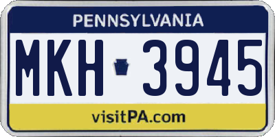 PA license plate MKH3945