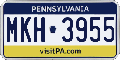 PA license plate MKH3955