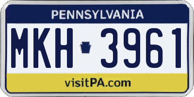 PA license plate MKH3961